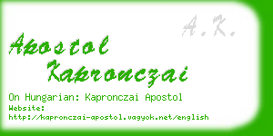 apostol kapronczai business card